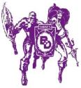 Ben Davis high school logo. Two purple warriors with a Ben Davis high school logo in front.