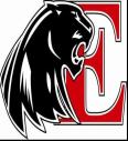 Eastbrook high school logo. A black panther head infront of a red E.