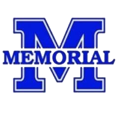 Evansville Memorial high school logo. A blue M with the word Memorial in front.