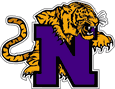 Northwestern high school logo. A tiger with a purple N in front.