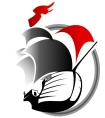 Plymouth high school logo. A black and red ship.