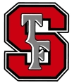 TF South high school logo. A lerge red S with the letters T and F in front.