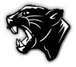 Griffith high school logo. A black and white panther head.