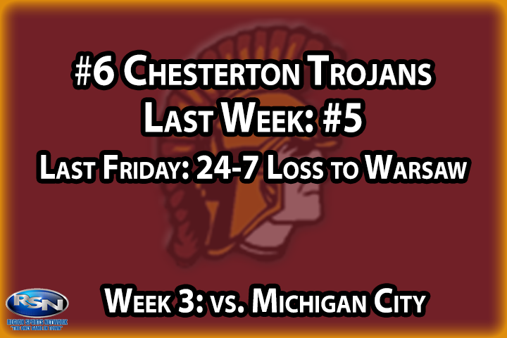 The Trojans hung with Warsaw for most of their Week #2 showdown, before falling 24-7 on the scoreboard and a spot in the rankings. Still, it was a more competitive performance against the Tigers than DAC rival Michigan City, who Chesterton just so happens to be playing this week. With both teams putting losses to Warsaw in the rearview mirror, this week is huge for both teams - not only for early positioning in the DAC standings but for momentum as conference play begins.