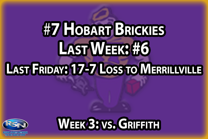 It’s not often that a team A) only falls one spot in the rankings despite losing by 10 at home and B) is ranked as high as #7 despite being 0-2, but that’s where Hobart currently stands after two weeks. While Hobart doesn’t exactly get credit for losing to both Chesterton and Merrillville, we can’t punish them too harshly for scheduling tough teams early in the season. They won’t get that same benefit of the doubt this week as they host Griffith - a team recently voted out of the Top 10. The Brickies need to win if they want to stay in.