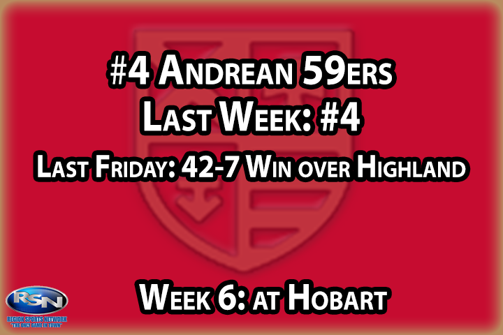 It may have taken awhile to separate from Highland, but that’s exactly what the Niners did, starting NCC play with a 42-7 victory over the Trojans. With back to back one-sided wins behind them, Andrean should be well rested as they head to “The Brickyard” this weekend for a battle against the Hobart Brickies. Last year’s meeting ended with walk-off field goal win for Andrean. We can only hope this year’s edition comes close to the excitement of that one.