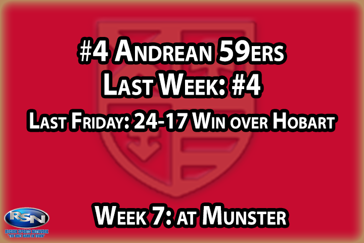 Make that four in a row for the Fighting 59ers after winning at the Brickyard a week ago. Andrean’s only two losses have come to teams ranked above them in the RSN Top 10, and considering there’s only three teams above them…that’s really saying how battle tested this team is. Andrean has two of their final three on the road, but they’ll be favored in both of them, including this week at Munster, so clinching a share of the NCC title could happen by Week #8 at the latest.