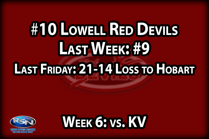 The Red Devils hang on to their spot in the RSN rankings, but only by the length of a tine on a pitchfork following the loss to Hobart last week. Why does Lowell stay in despite a 2-3 mark? How about because the Devils three losses have come to opponents (Crown Point, New Prairie and the aforementioned Brickies) that are a combined 13-2, so strength of schedule keeps them in. The Devils are 0-2 at “The Inferno” this year and that needs to get turned around quickly, especially with Lowell legend Kirk Kennedy and his KV Kougars coming in this week. Chances are they won’t stay in the rankings with a loss Friday night.